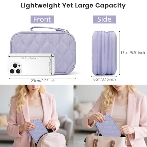 Skycase XL SK-US-J-OS-C-2811-TechBag-Pur Zipper Hand Strap 8 Compartments Gourd Pattern-Purple Travel Accessory