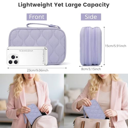 Skycase XL SK-US-J-OS-C-2811-TechBag-Pur Zipper Hand Strap 8 Compartments Gourd Pattern-Purple Travel Accessory