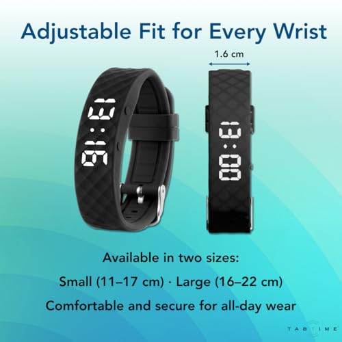 Tabtime Black Small Vibrating Watch Automatic Battery Powered Digital Alarm