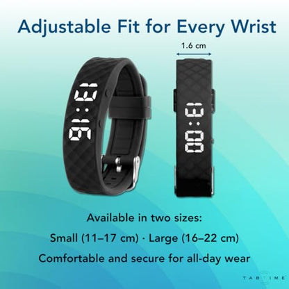 Tabtime Black Small Vibrating Watch Automatic Battery Powered Digital Alarm