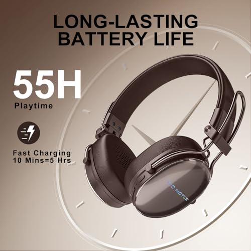 FIO MOTUS FM30-darkbrown Wireless Bluetooth On-Ear Headphones with Active Noise Cancellation and Hi-Res Sound