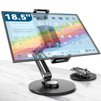 Jakeko Portable Monitor Stand JK07A2, 360 Rotation, Adjustable, Desk Mount, Aluminum, Black