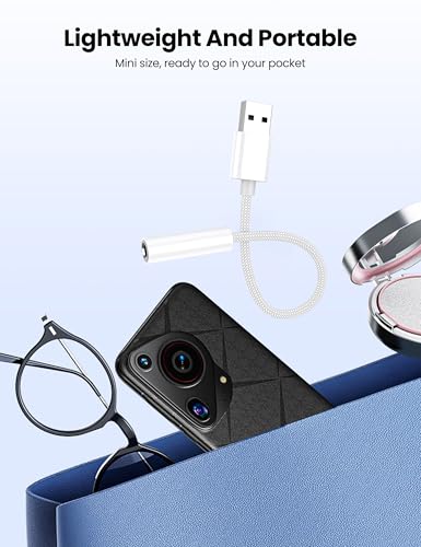 Fidioto USB 3.5mm Audio Jack Adapter USB-A 2 Ports