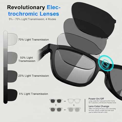 AMZISH Smart Glasses 100mah Bluetooth No GPS Water Repellent Oval
