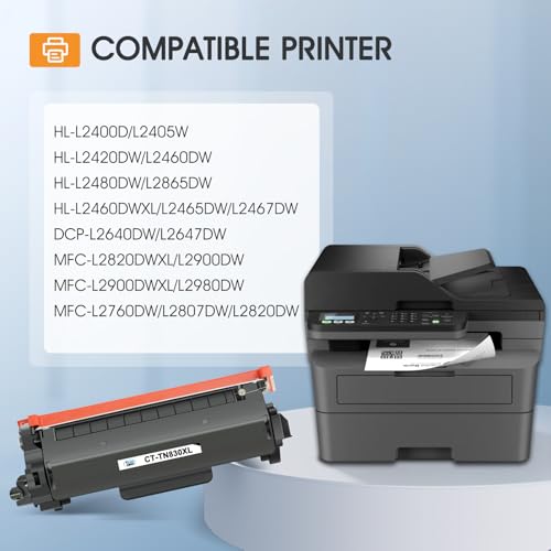 Cool Toner TN830XL TN830 High Yield Black Toner Cartridge Compatible with Brother Printers