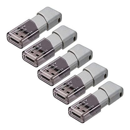 PNY 32GB Turbo Attache 3 USB 3.0 Flash Drive, Pack of 5