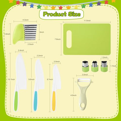 FGASIDYO 9Pcs Jurun-A Plastic Kids Knife Set Cooking Tools
