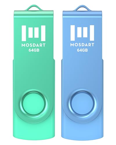 MOSDART 64GB USB 2.0 Flash Drive UD129-Colorful-64GB-2Pack