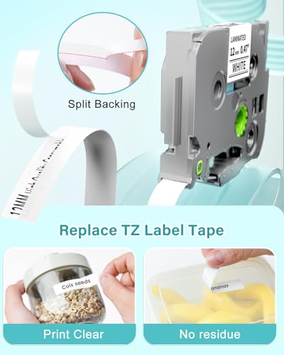 COLORTY 12mm TZe-231 Laminated Label Maker Tape Black on White 6-Pack