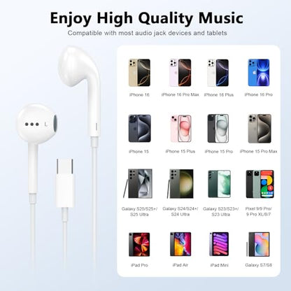 Matsusho 2-Pack USB C Headphones SKFASTC-US127 Wired Earbuds for Apple Devices