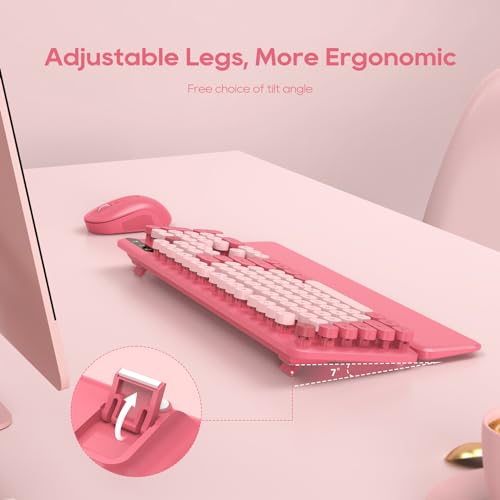 SABLUTE 1 Count CK23 Wireless Keyboard and Mouse Combo Hot Pink QWERTY Optical 104 Keys