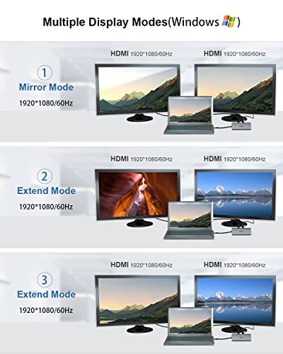EUASOO 11 in 1 USB C Docking Station ES-HB007 with Dual 4K HDMI, 1000Mbps Gigabit Ethernet, 4 USB Ports