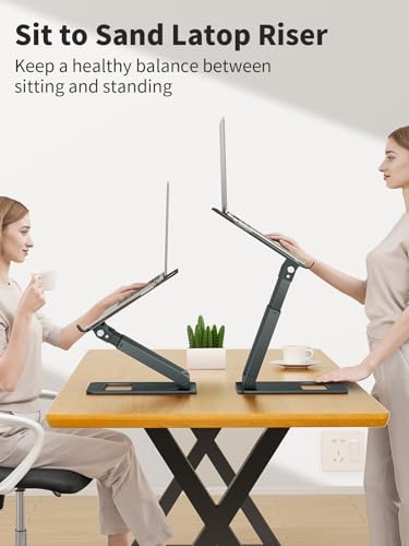 Tounee LS07 Telescopic Laptop Stand Adjustable Height 10 to 17 Inches Gray Desktop Stand