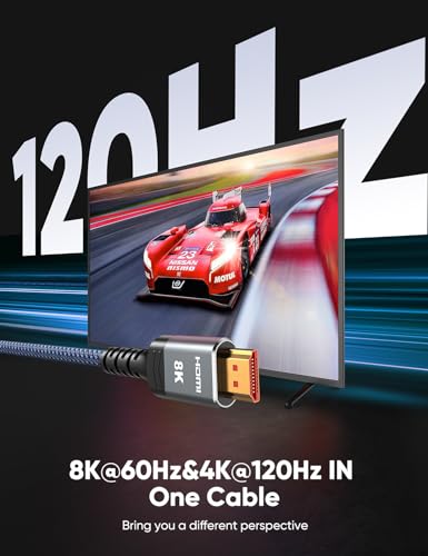 Highwings 6 Feet HDMI 2.1 Cable (HW-8K) - 48Gbps, 8K@60Hz, Dynamic HDR, Braided