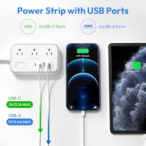 NTONPOWER 15ft Power Strip OSC-5A4U 240V 10 Outlets 4 USB Ports