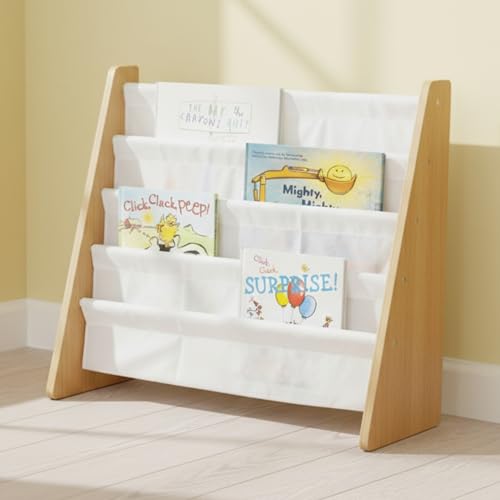 Humble Crew 1 Count WO173 Adjustable 4 Shelves Floor Mount Kids Book Rack Storage Bookshelf