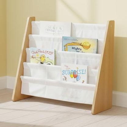 Humble Crew 1 Count WO173 Adjustable 4 Shelves Floor Mount Kids Book Rack Storage Bookshelf