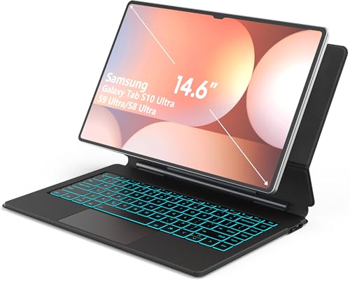 Sackei 14.6" Magic Keyboard Case for Galaxy Tab S10 Ultra S9 Ultra S8 Ultra with Clicky Switch, Floating Cantilever Design