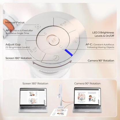 CZUR 12MP Document Camera Model FC1005 1080p Continuous Shooting Speed 60 FPS White