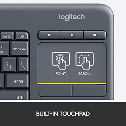 Logitech K400 Plus Wireless Touch Keyboard 84 Keys QWERTY Touchpad Black