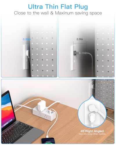 One Beat 10 Ft Extension Cord 6 Outlets 4 USB Ports Surge Protection Model US-OB6W3CR-10FT