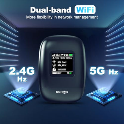 SCHOK 4G LTE Mobile Hotspot G1401 - Dual-Band Wi-Fi 802.11ac, 600Mbps Data Transfer, RouterOS, WPA2-PSK