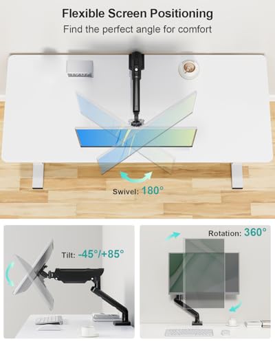 MOUNT PRO 13-32 inch Freelift Pro Black Tabletop Mount Monitor Arm Full Motion 45 Degree Tilt Adjustable Swivel