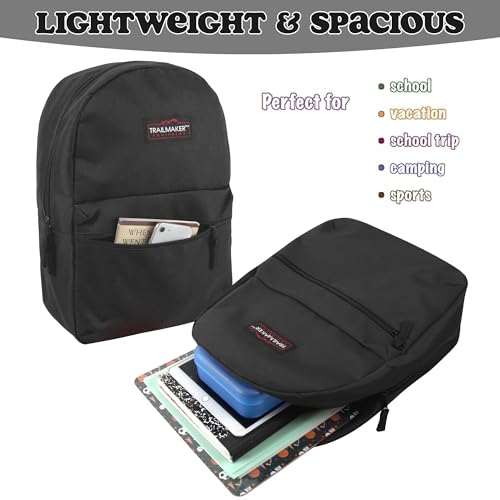 Trail Maker 4041 Black Daypack Backpack for Kids - 17" Size - Adjustable Padded Straps - 20 Liters