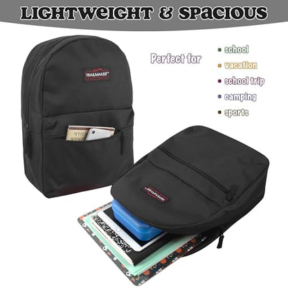 Trail Maker 4041 Black Daypack Backpack for Kids - 17" Size - Adjustable Padded Straps - 20 Liters