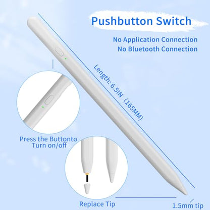 JXYHMY Stylus Pen for Touch Screens, Universal Fine Point Design, Magnetic Adsorption, Compatible with Smartphones and Tablets, White