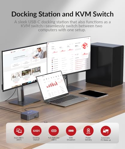 AV Access iDock-C10-US 4K@60Hz Dual Monitor KVM Docking Station for Desktop & Laptop