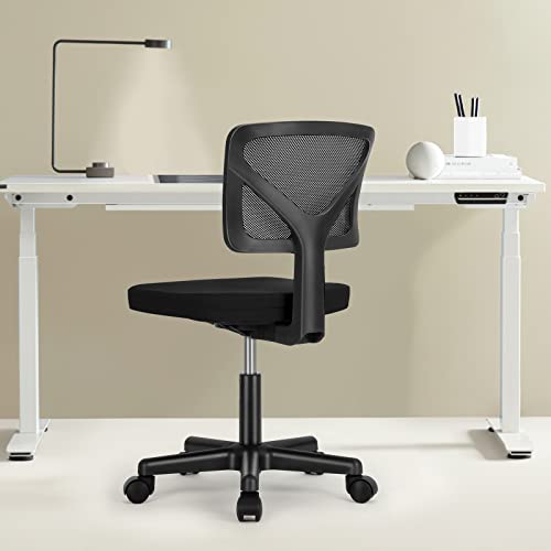 Sweetcrispy Small Office Desk Chair C-2077-BK Adjustable Ergonomic Rolling Design, 250lbs Capacity, Classic Black