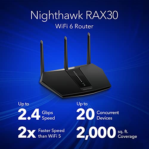 NETGEAR Nighthawk WiFi 6 Router RAX30 2400 Mbps Dual-Band Router