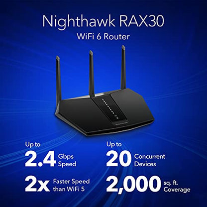 NETGEAR Nighthawk WiFi 6 Router RAX30 2400 Mbps Dual-Band Router