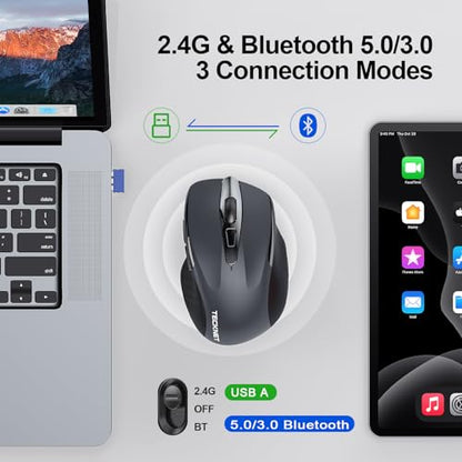 TECKNET TK-MS317 Wireless Mouse Bluetooth 4800 DPI Optical 6 Buttons Matte Plastic