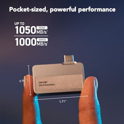 Lexar 1TB External Solid State Drive SSD LS400, USB 3.2 Gen 2, 1050MB/s Read Speed, Dust and Water Resistant, Portable, Compatible with Multiple Devices