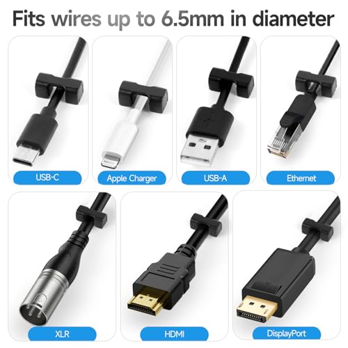 Everlling 0.29 Inch Magnetic Cord Holder 10 Count Cable Organizer