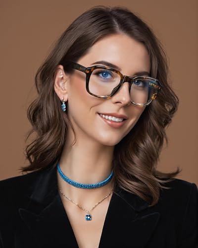 VISOONE 54mm Bennett Oversized Square Blue Light Blocking Glasses Full Rim TR90 Eyeglass Case