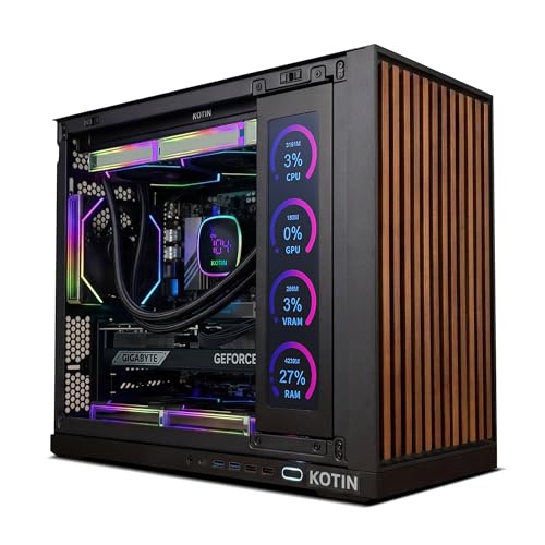 KOTIN KTG60BA797X3250712G Dual Monitor PC, Windows 11 Home, 7680 x 4320 Resolution, Liquid Cooling, Black, Tower