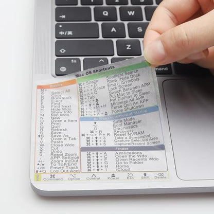 KEANBOLL 2-Pack Mac Keyboard Shortcut Stickers - Mac OS Shortcuts 2026 - Clear