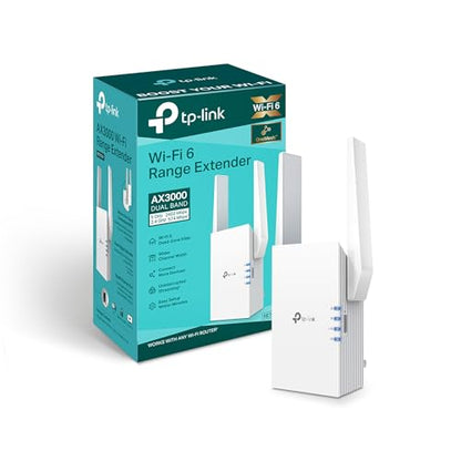 TP-Link RE705X 2402Mbps Dual-Band Wi-Fi 6 Range Extender, 802.11ax, RJ45 Connector, AP Mode, 150m Range, 0.68lbs