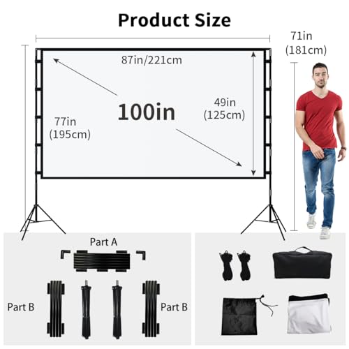 TOWOND 100 inch 100インチ 16:9 Portable Projection Screen