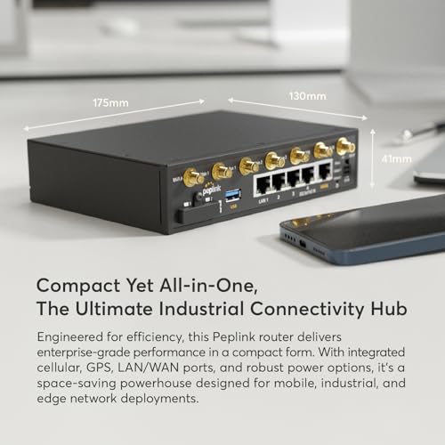 Peplink BR2 Dual-Band Wireless 802.11ac Router with 5 GHz Frequency | 300 Mbps Data Transfer Rate | 5 LAN Ports | 12V Voltage