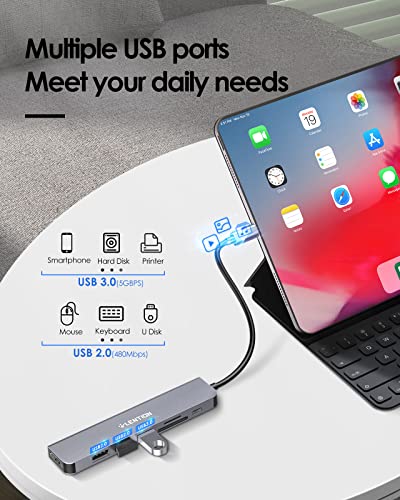 LENTION USB C Hub 8 Ports 5Gbps Compact Aluminum CE18HCR