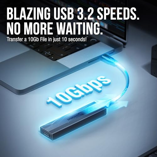 Sabrent 1000MB EC-SNVE USB 3.2 Metal Enclosure for M.2 PCIe NVMe and SATA SSDs