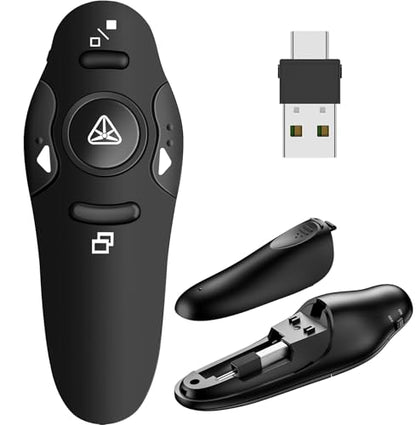 DinoFire 8541661066 USB Wireless Presentation Remote Clicker 50 Feet Range 3 Buttons Ergonomic Design