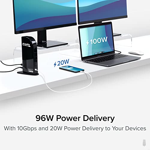 Plugable 13-Port USB-C Docking Station UD-ULTC4K | 4K Triple Monitor | 100W Power Delivery