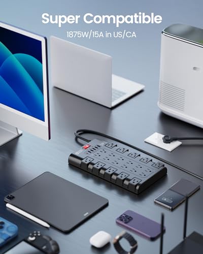 SUPERDANNY 28-Outlet 125V Surge Protector Power Strip QR2260-U
