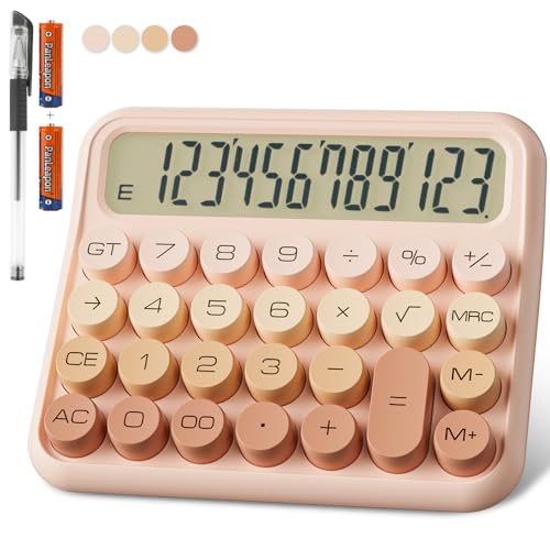 Decklit 12-Digit LCD Basic Desktop Calculator Model Verloop Roze Battery Powered Gradient Pink