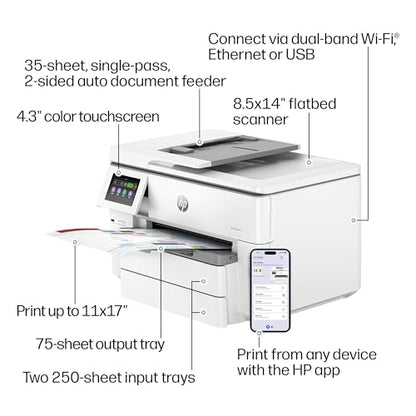 HP OfficeJet Pro 9730 C2WH0A All-in-One Multifunction Color Inkjet Printer with Auto Duplex